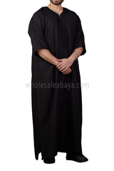 Men's Moroccan Thoube with Exquisite Embroidery Black