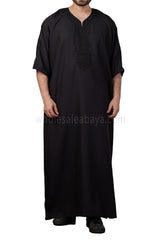 Men's Moroccan Thoube with Exquisite Embroidery Black