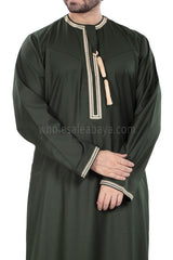 New Arrivals Embroidered Omani Thoube 90049 Olive