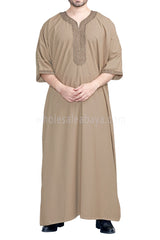 Men's Moroccan Thoube with Exquisite Embroidery Gold