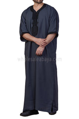 Men's Moroccan Thoube with Exquisite Embroidery Dark Grey