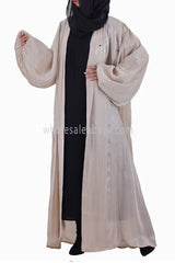 Women's Organza Abaya With Baloon Sleeves Beige