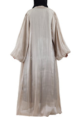 Women's Organza Abaya With Baloon Sleeves Beige