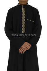 Boy's Elegant Men's Collar Thoube With Embroidery Black