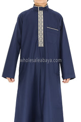 Boy's Elegant Men's Collar Thoube With Embroidery Navy Blue