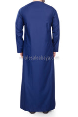 Men's Classic Plain Omani Thoube With Front Zip Navy Blue