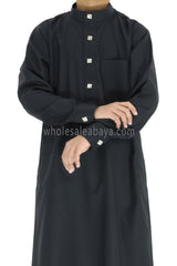 Boy's Designer Button Collar Thoube Black