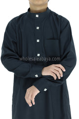 Boy's Designer Button Collar Thoube Black