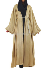 Women's Organza Abaya With Baloon Sleeves Sand