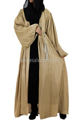 Women's Organza Abaya With Baloon Sleeves Sand