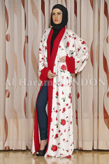 Colourful White Red Clearance Abaya 30185