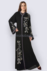 Asymmetric Motif Jersey Abaya -30248