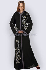 Asymmetric Motif Jersey Abaya -30248