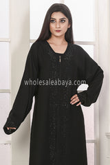 Diamante Lining Black Abaya - 30318