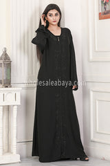 Diamante Lining Black Abaya - 30318