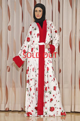 Colourful White Red Clearance Abaya 30185